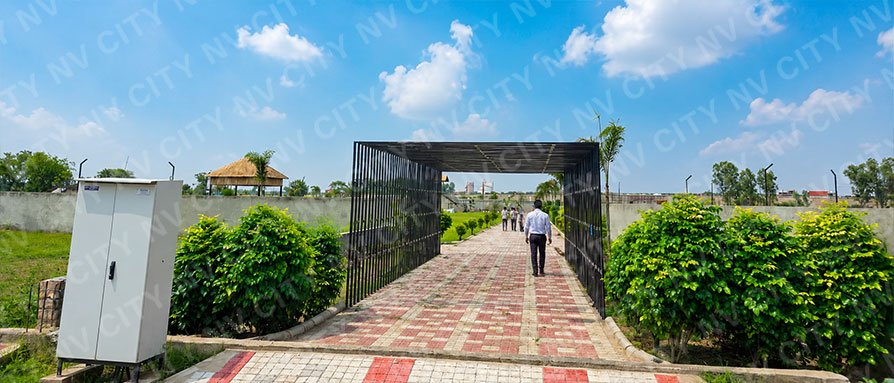 Manicured landscaped public park